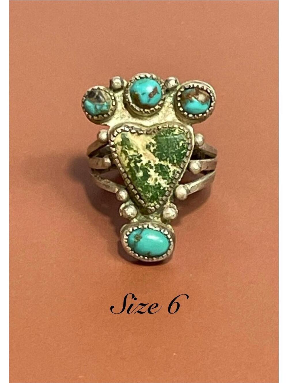 1920s / 1930's Navajo Hand Made Turquoise and Silver Antique / Vintage Ring Sz 6